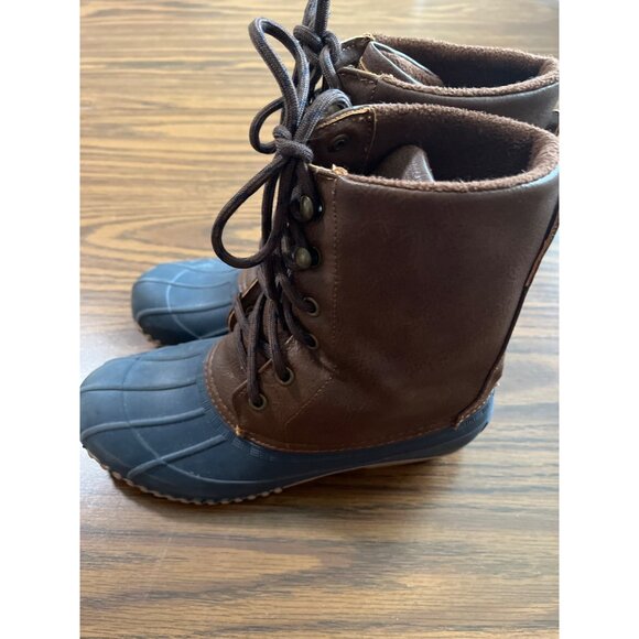 London Fog Wonder 3 lace up brown blue rain boots size 6 - Picture 4 of 7